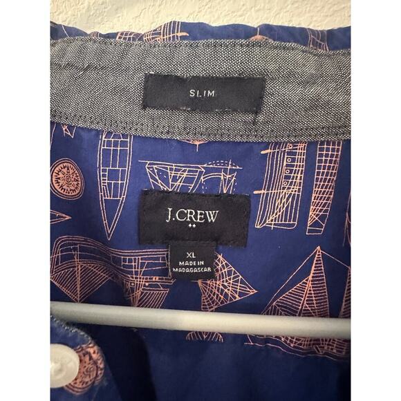 J Crew Shirt Mens Size XL Slim Flex Washed Short Sleeve Button Down Sailing Boat - Picture 3 of 5